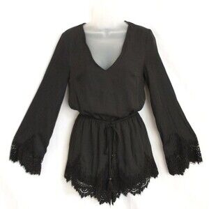 Kendall & Kylie Black Romper Size XS Lace Trim Whimsigoth Witchy Grunge Goth